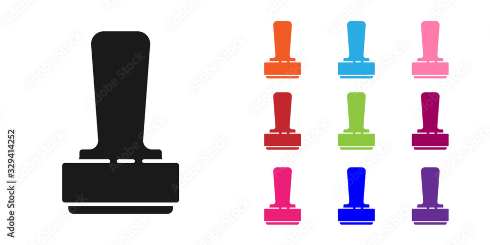 Black Stamp icon isolated on white background. Set icons colorful. Vector Illustration