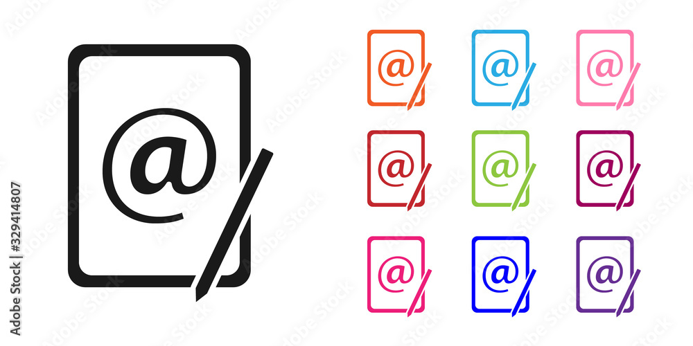 Black Mail and e-mail icon isolated on white background. Envelope symbol e-mail. Email message sign.