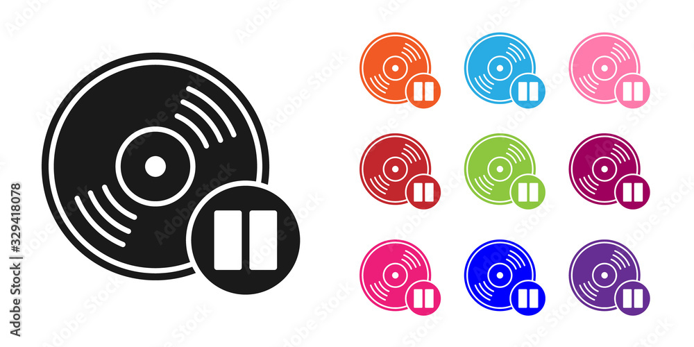 Black Vinyl disk icon isolated on white background. Set icons colorful. Vector Illustration