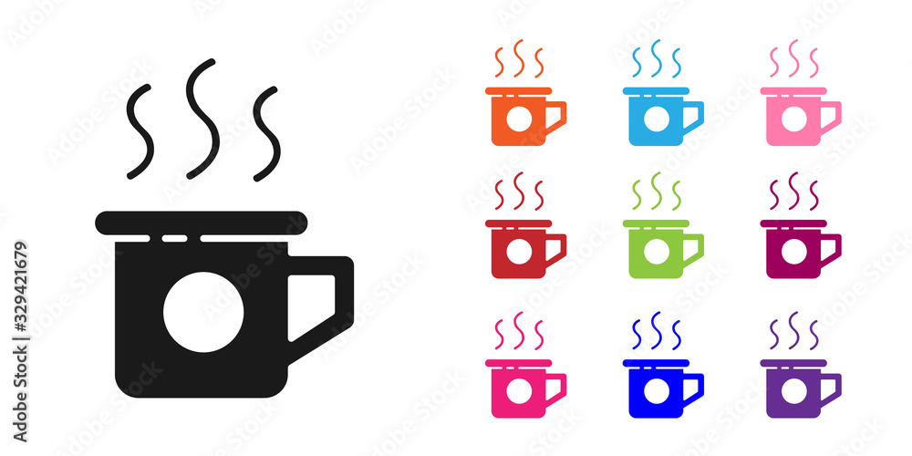 Black Cup of tea icon isolated on white background. Sweet natural food. Set icons colorful. Vector I