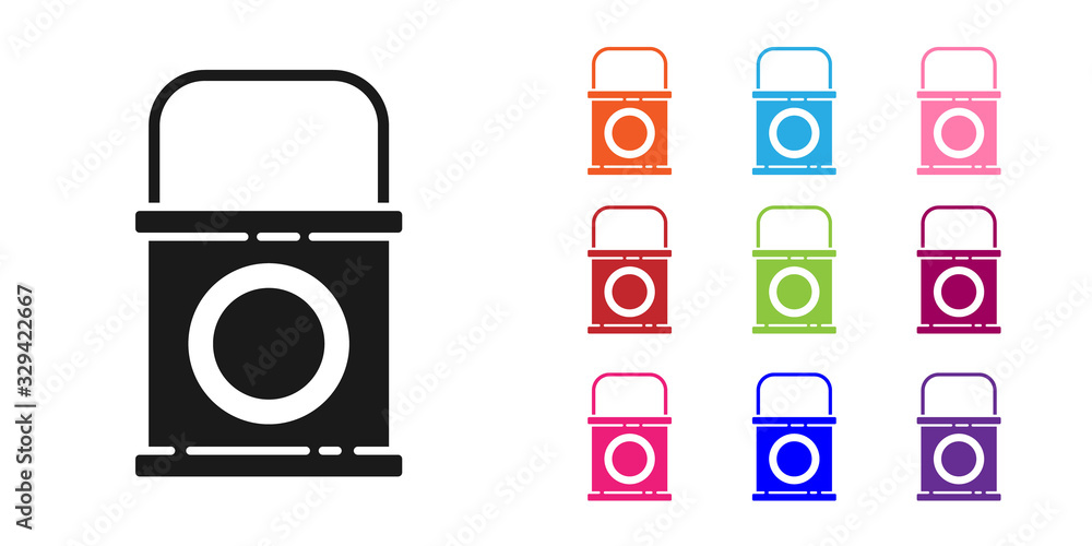 Black Paint bucket icon isolated on white background. Set icons colorful. Vector Illustration