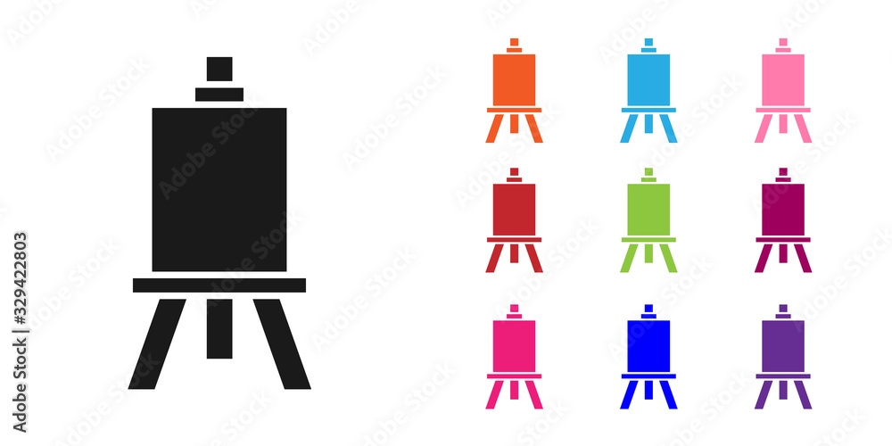 Black Wood easel or painting art boards icon isolated on white background. Set icons colorful. Vecto