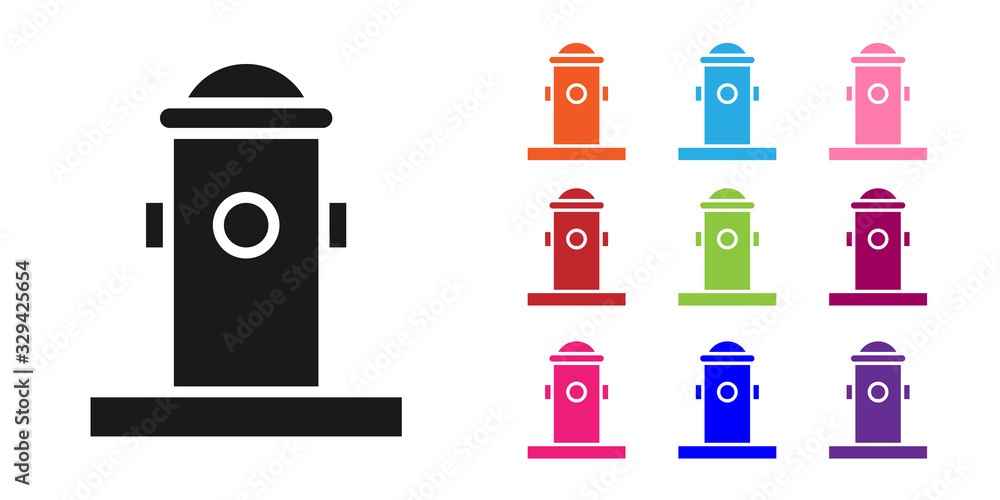 Black Fire hydrant icon isolated on white background. Set icons colorful. Vector Illustration