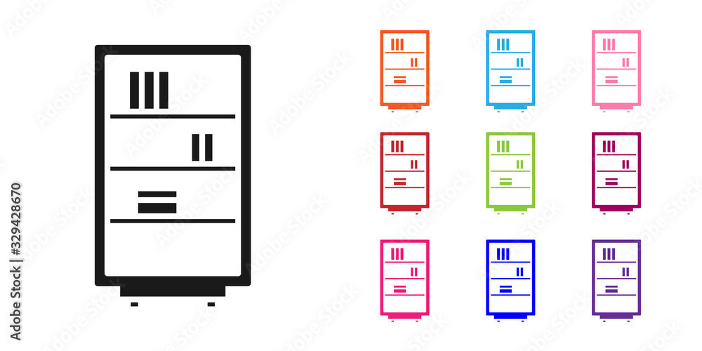 黑色图书馆书架图标隔离在白色背景上。将图标设置为彩色。矢量插图