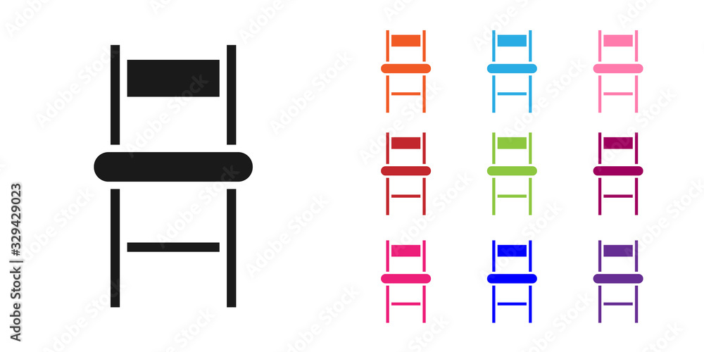 黑色椅子图标隔离在白色背景上。将图标设置为彩色。矢量插图