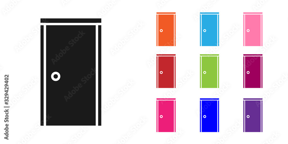 黑色关闭的门图标隔离在白色背景上。将图标设置为彩色。矢量插图