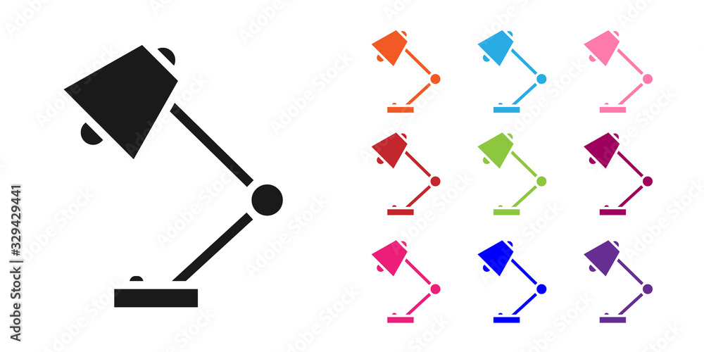 黑色台灯图标隔离在白色背景上。将图标设置为彩色。矢量插图