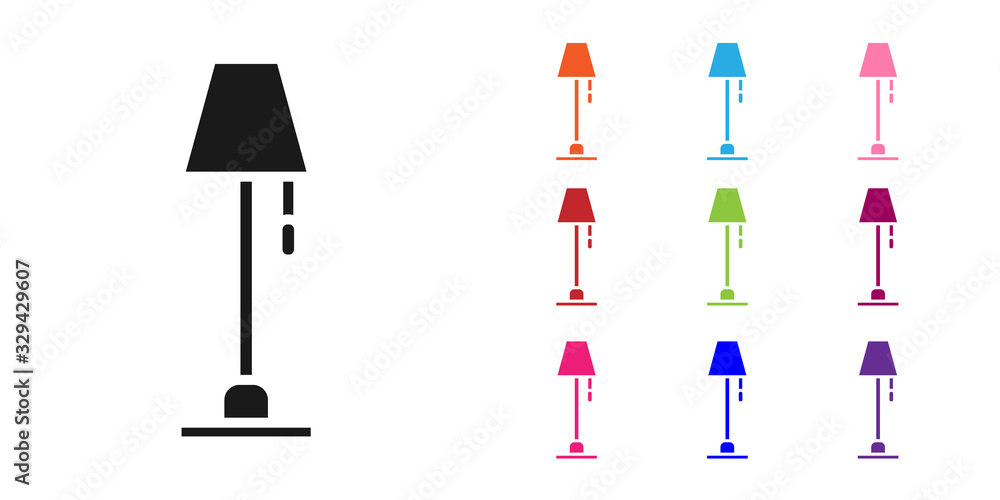 黑色落地灯图标隔离在白色背景上。将图标设置为彩色。矢量插图