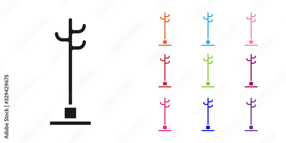 黑色外套支架图标隔离在白色背景上。将图标设置为彩色。矢量插图