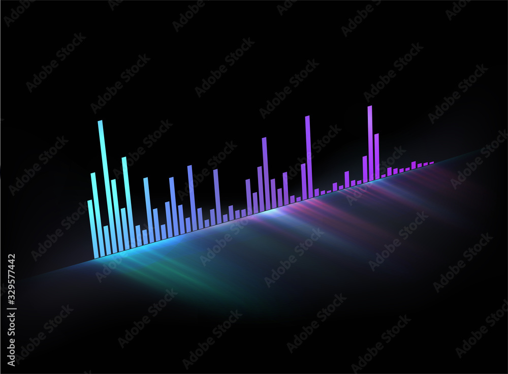 Neon glowing music track sound wave. Modern styled musical vector illustration. Template for video c