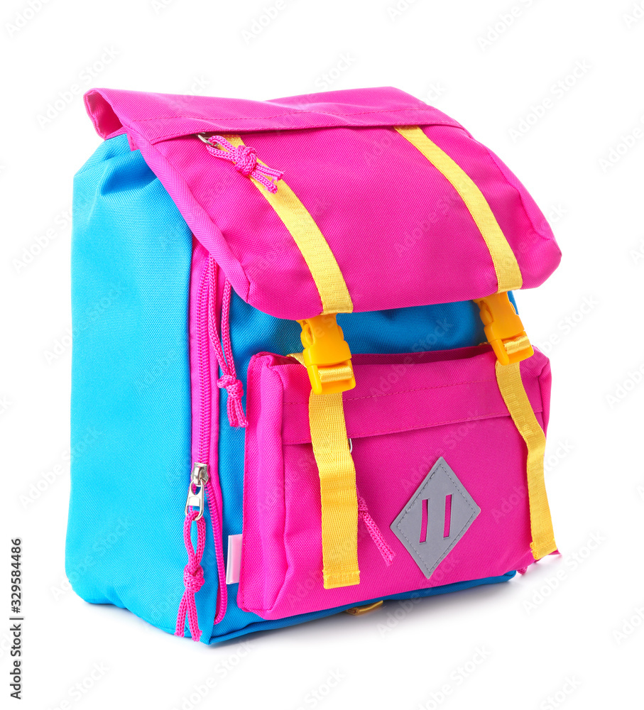 School backpack on white background