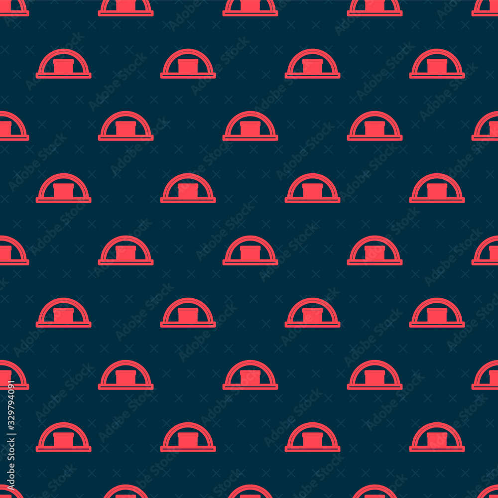 Red line Hangar icon isolated seamless pattern on black background. Vector Illustration