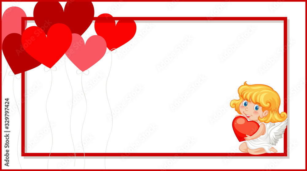 Valentine theme with cupid and red hearts