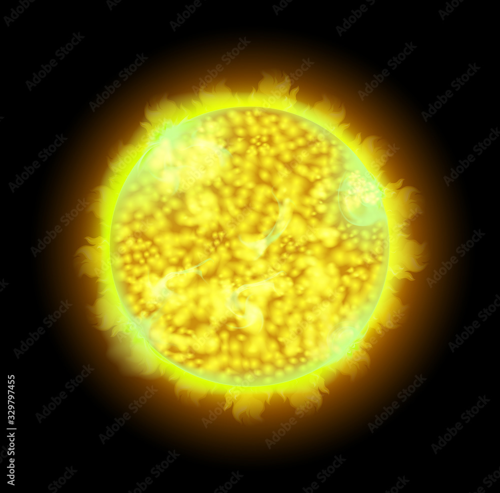 Bright planet in the dark space background