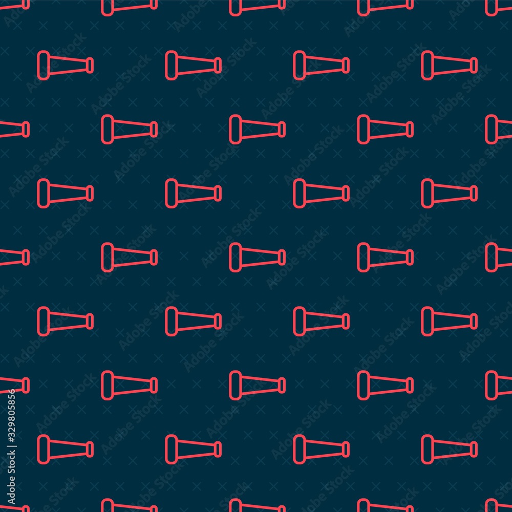 Red line Industry metallic pipe icon isolated seamless pattern on black background. Plumbing pipelin