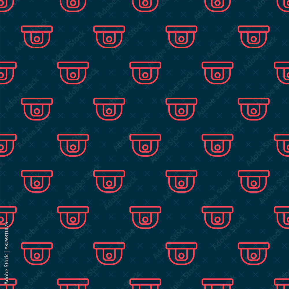 Red line Motion sensor icon isolated seamless pattern on black background. Vector Illustration