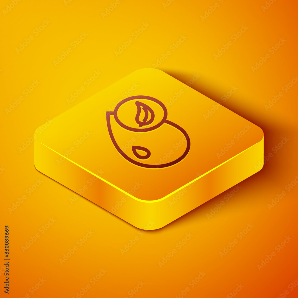 Isometric line Bio fuel icon isolated on orange background. Eco bio. Green environment and recycle. 