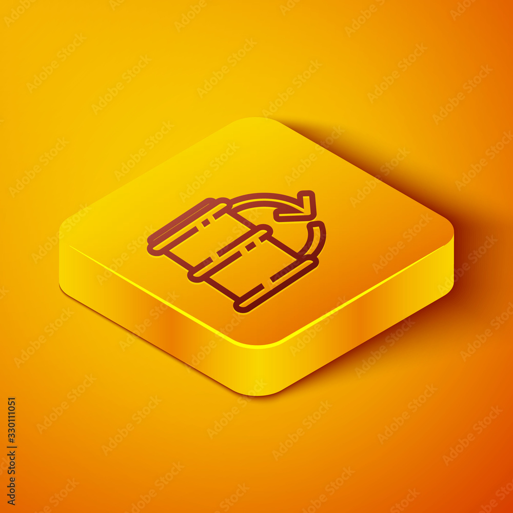 Isometric line Eco fuel barrel icon isolated on orange background. Eco bio and barrel. Green environ