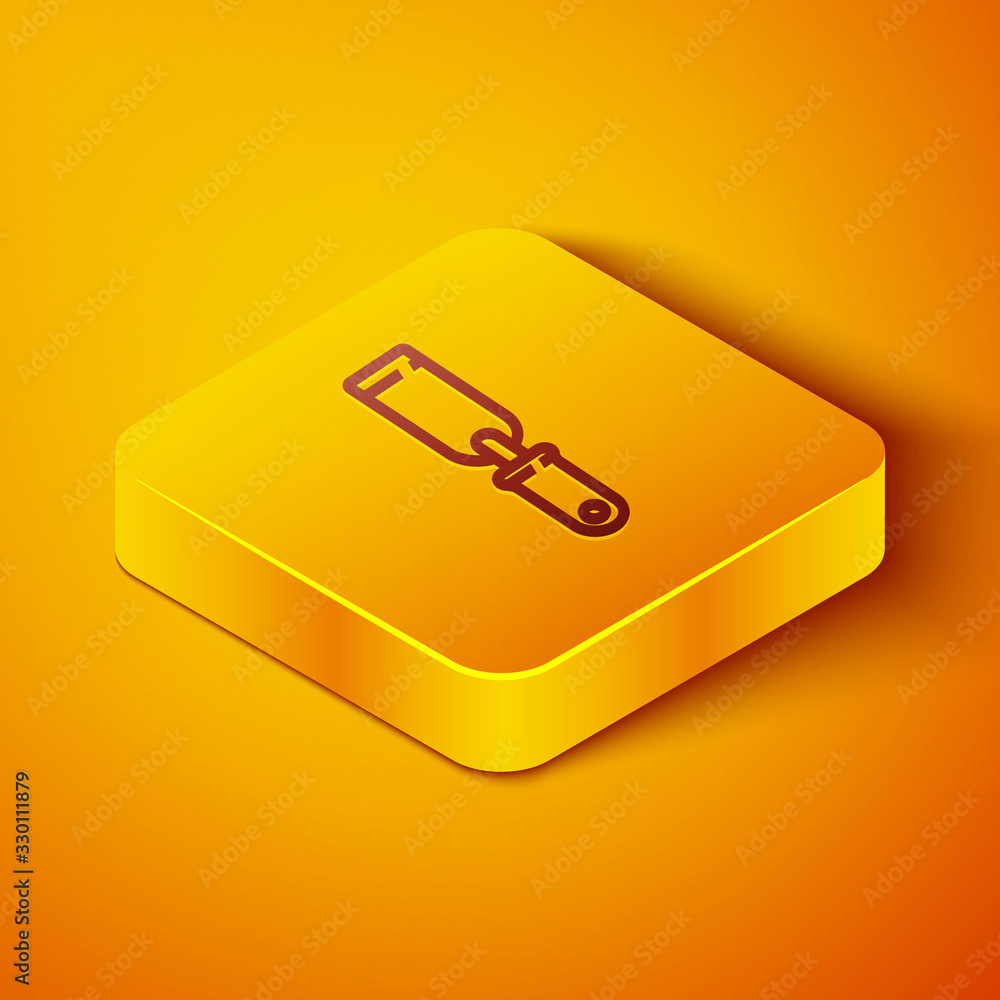 Isometric line Rasp metal file icon isolated on orange background. Rasp for working with wood and me