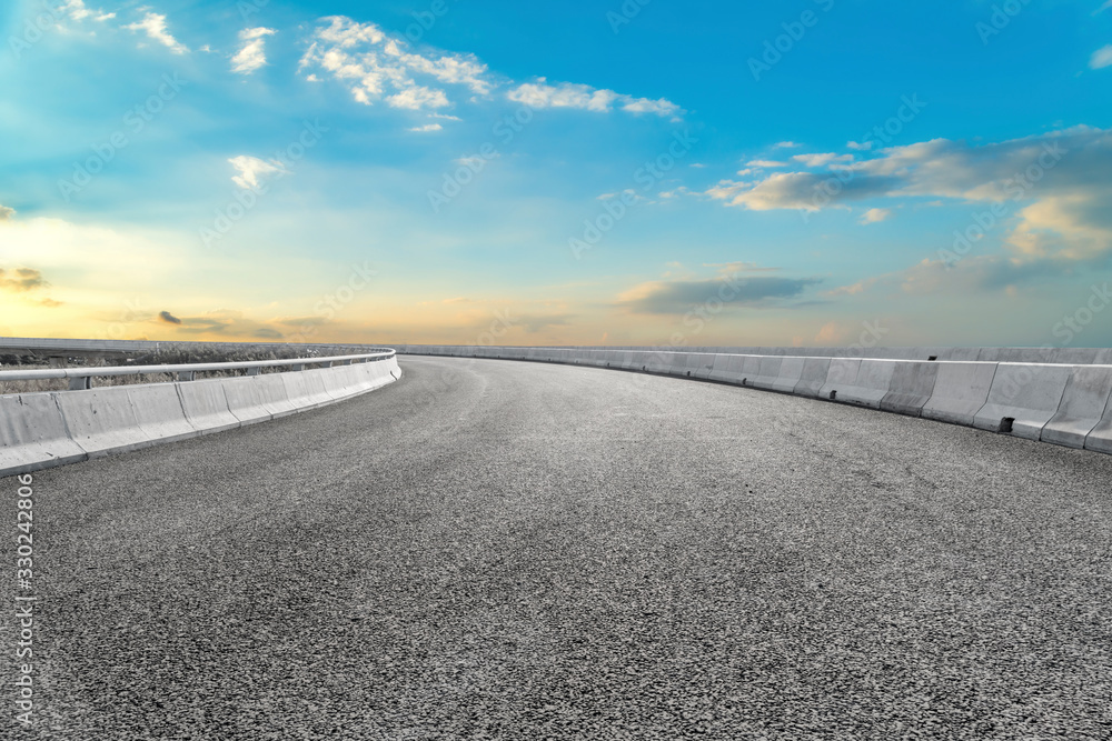 Urban Road and Sky Cloud Landscape..