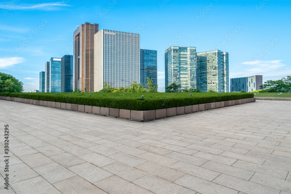 广场砖路面与建筑景观