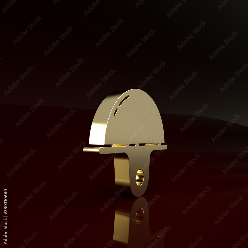 Gold Worker safety helmet icon isolated on brown background. Minimalism concept. 3d illustration 3D 