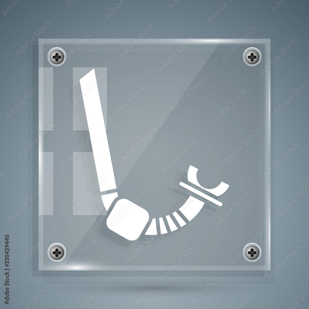 White Snorkel icon isolated on grey background. Diving underwater equipment. Square glass panels. Ve