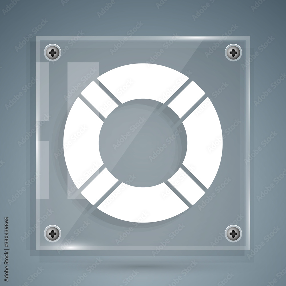 White Lifebuoy icon isolated on grey background. Life saving floating lifebuoy for beach, rescue bel