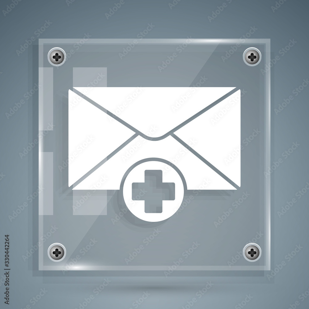 White Envelope icon isolated on grey background. Received message concept. New, email incoming messa