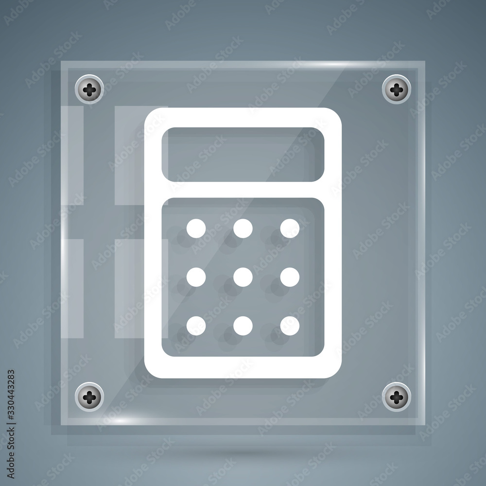 White Calculator icon isolated on grey background. Accounting symbol. Business calculations mathemat