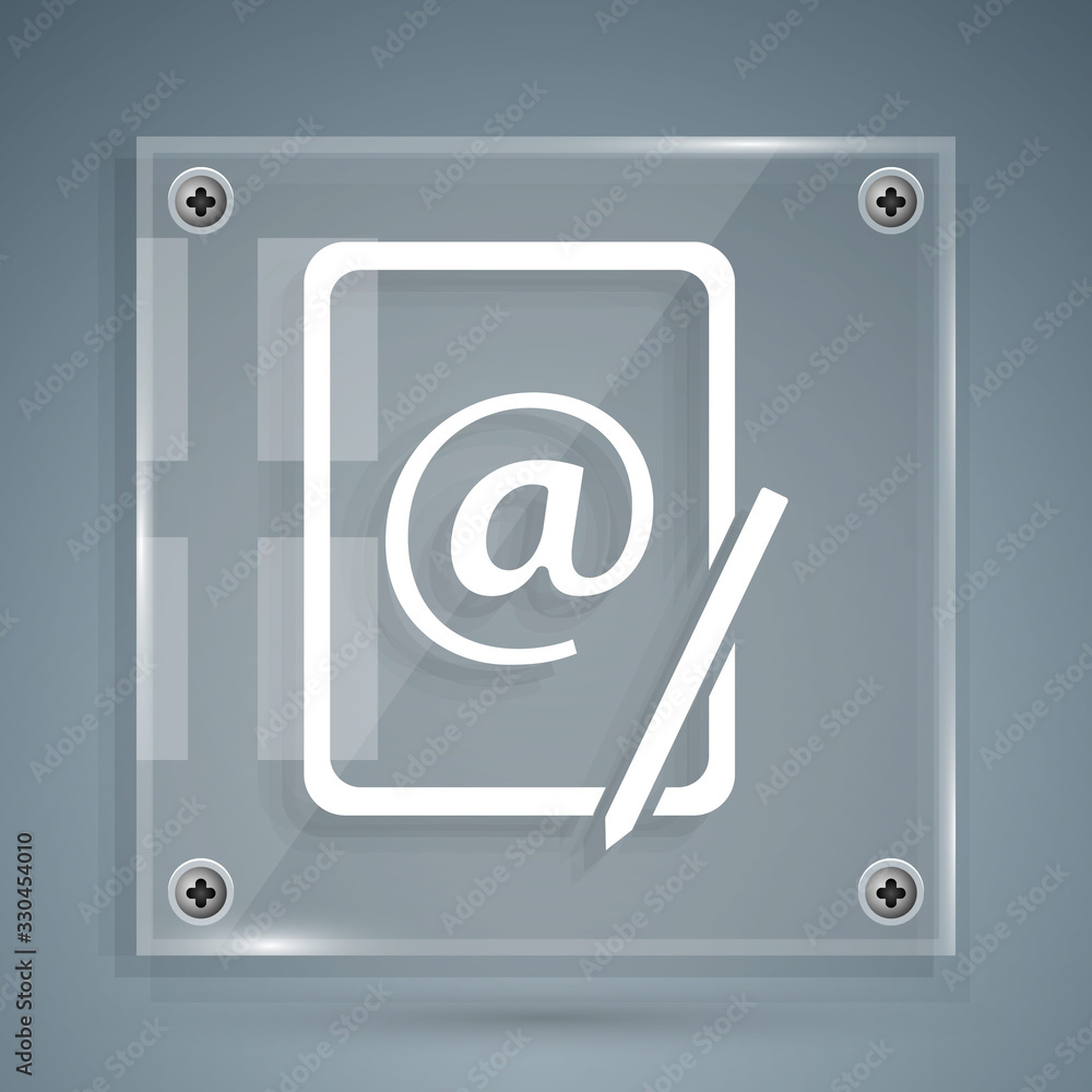 White Mail and e-mail icon isolated on grey background. Envelope symbol e-mail. Email message sign. 