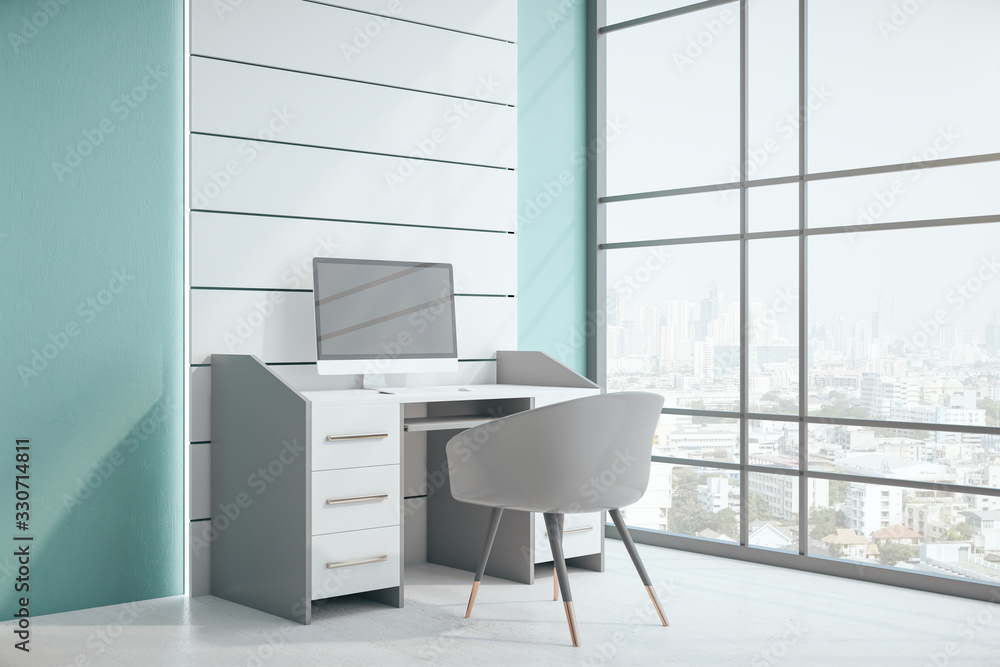 Office interior with city view a