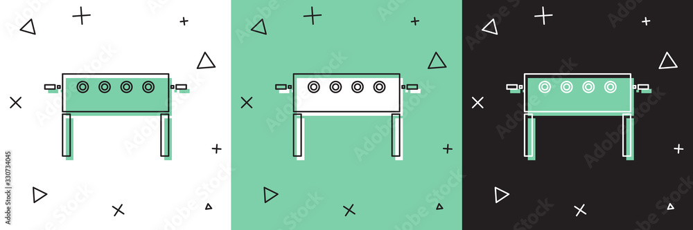 将冰球桌图标隔离在白色和绿色黑色背景上。矢量图