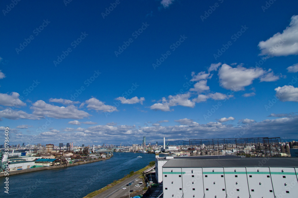 Scenery of industrial area in Osaka.