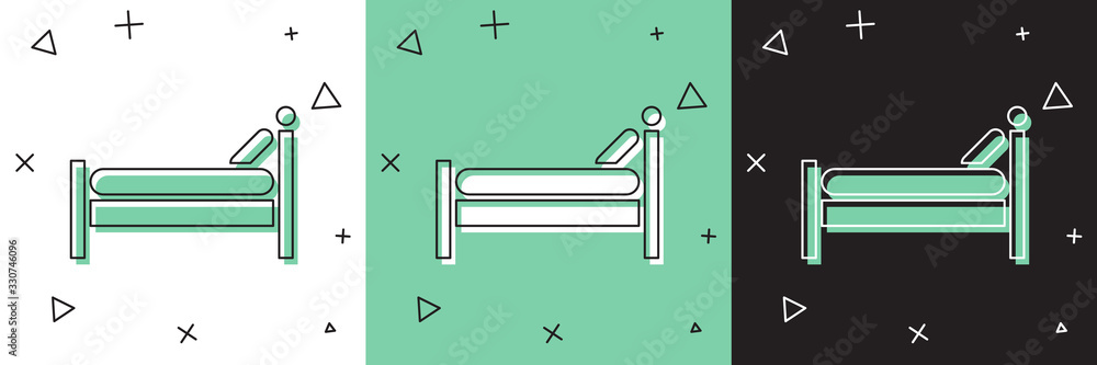 Set Bed icon isolated on white and green, black background. Vector Illustration