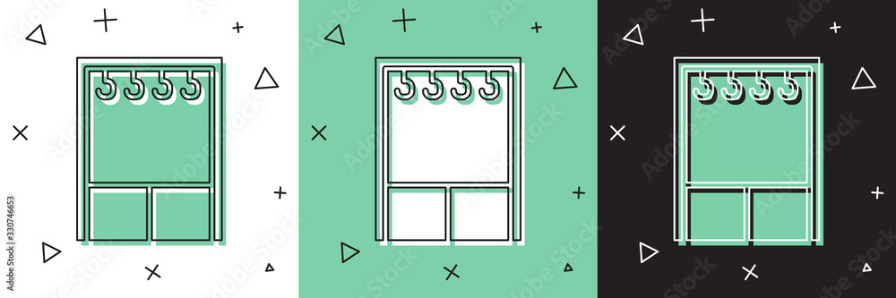 将衣柜图标隔离在白色和绿色黑色背景上。矢量插图