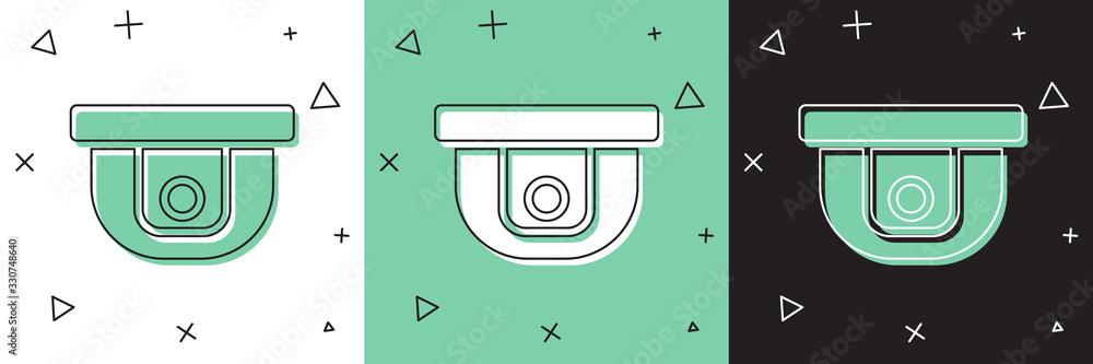 Set Motion sensor icon isolated on white and green, black background. Vector Illustration