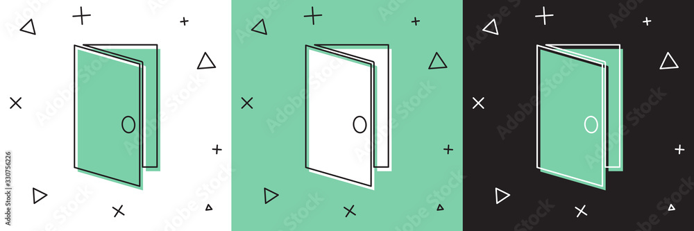 Set Closed door icon isolated on white and green, black background. Vector Illustration