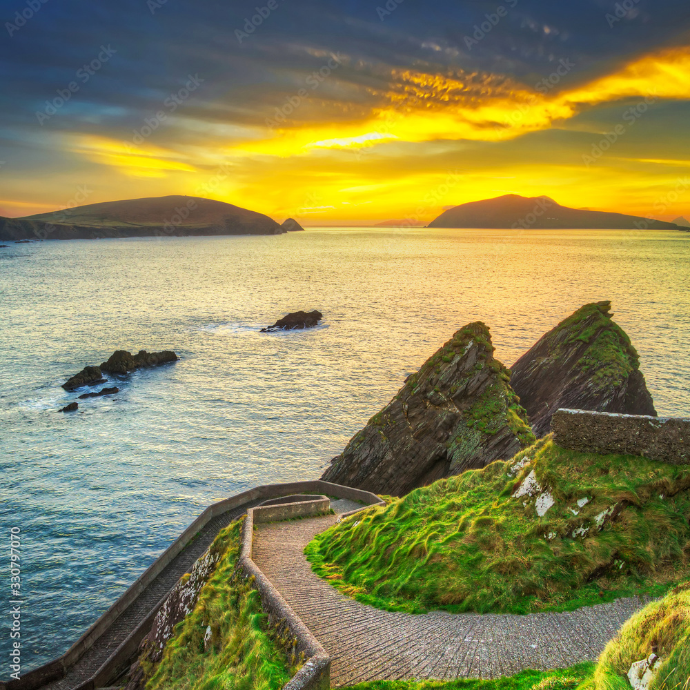 Amazing sunset over the Dunquin bay of Dingle Peninsula, Co.Kerry. Ireland