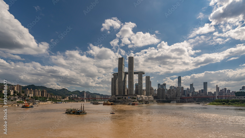 现代大都市天际线，中国重庆，重庆全景。