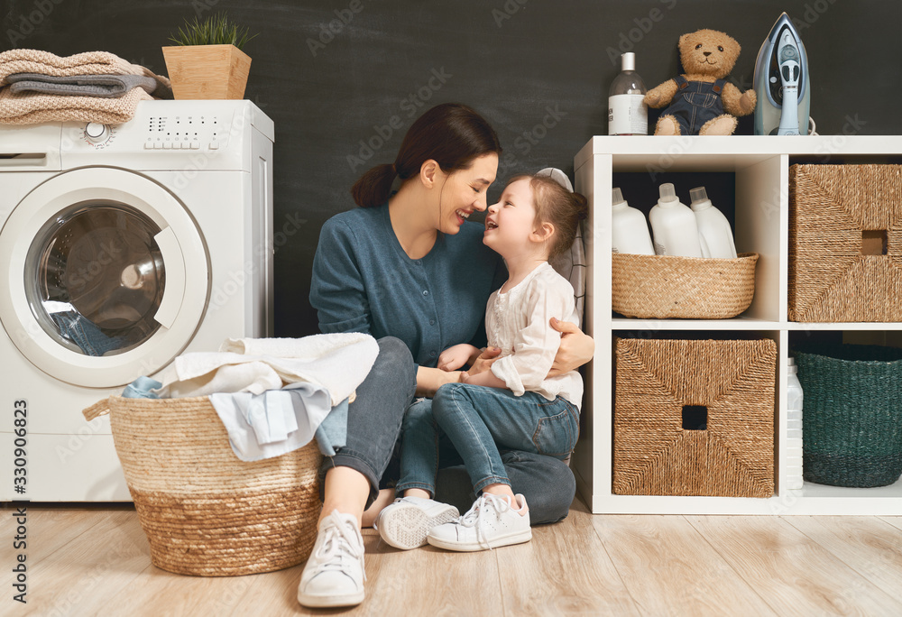 family doing laundry