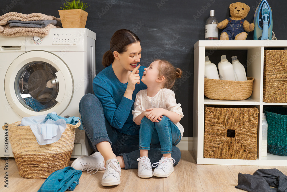 family doing laundry