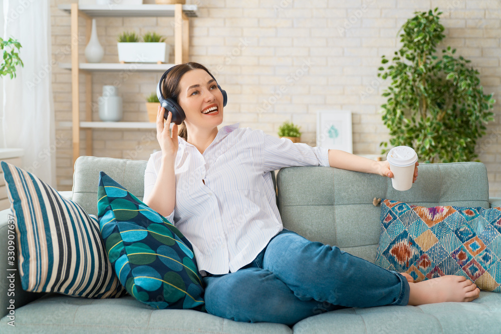 woman listening to music