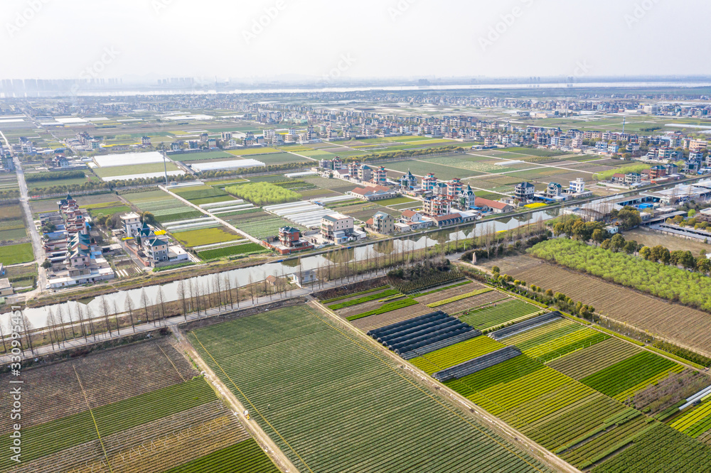 farmland with village