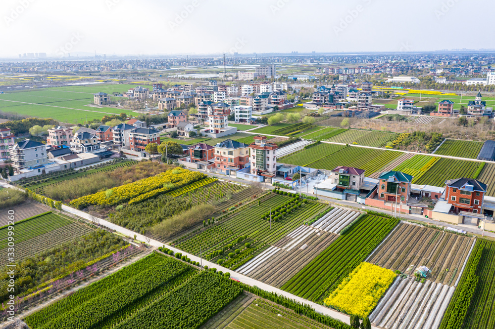 farmland with village