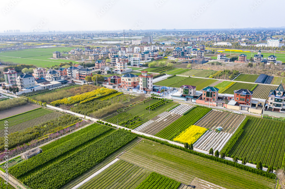 farmland with village