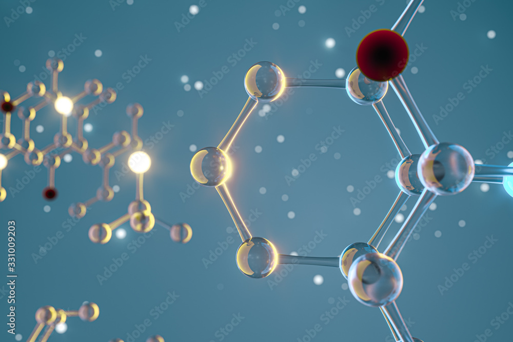 分子与生物学，生物学概念，三维绘制。