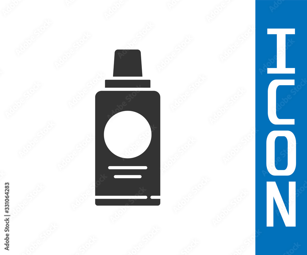 Grey Bottle of shampoo icon isolated on white background. Vector Illustration