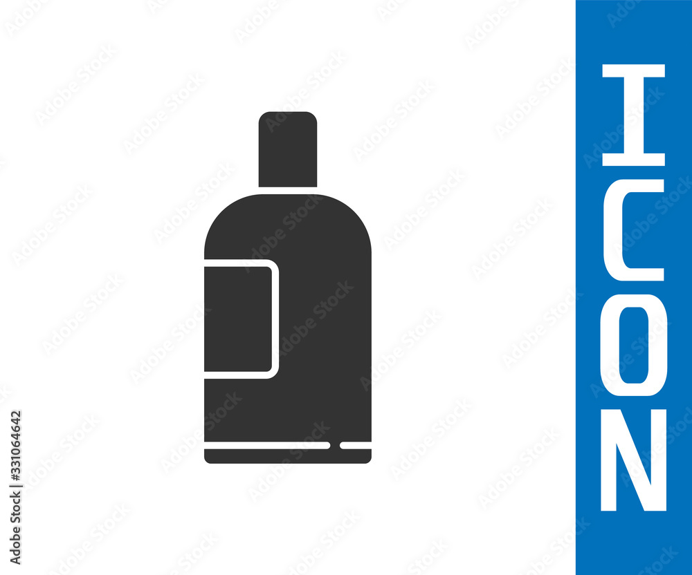 Grey Bottle of shampoo icon isolated on white background. Vector Illustration