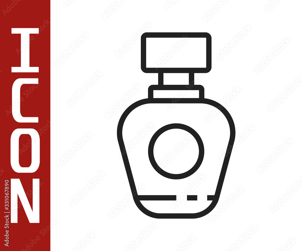 Black line Perfume icon isolated on white background. Vector Illustration